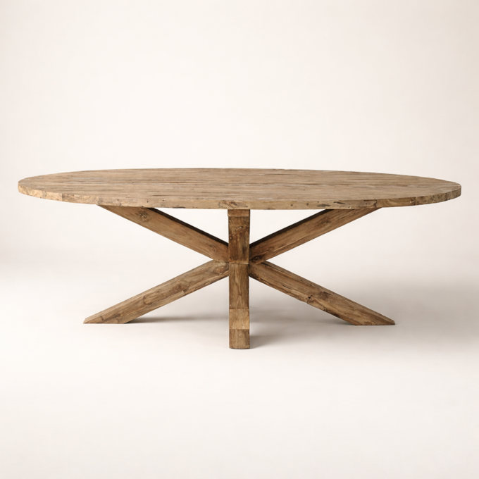 Table de repas ovale en teck recyclé PESARO 220x120