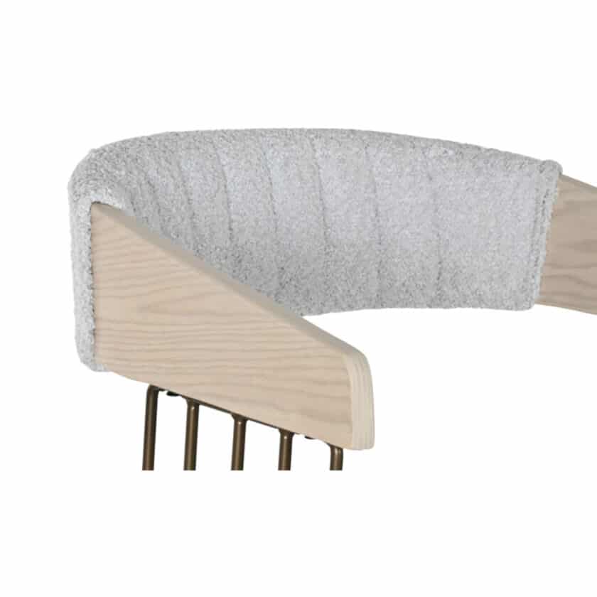 Tabouret en bois naturel et tissu bouclette grise BORMIO – Image 6