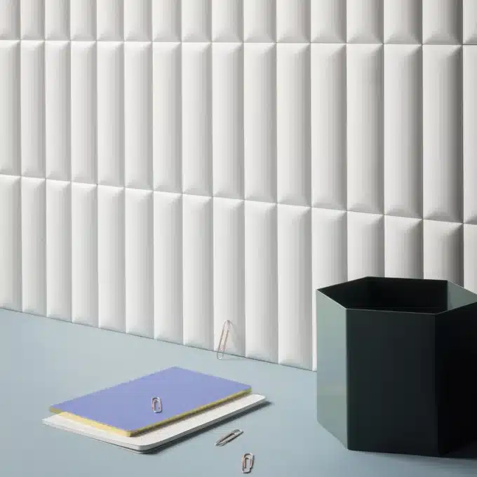 Carrelage mural effet matelassé RELIEVE QZ UNO Dune Bianco 5 × 20 cm