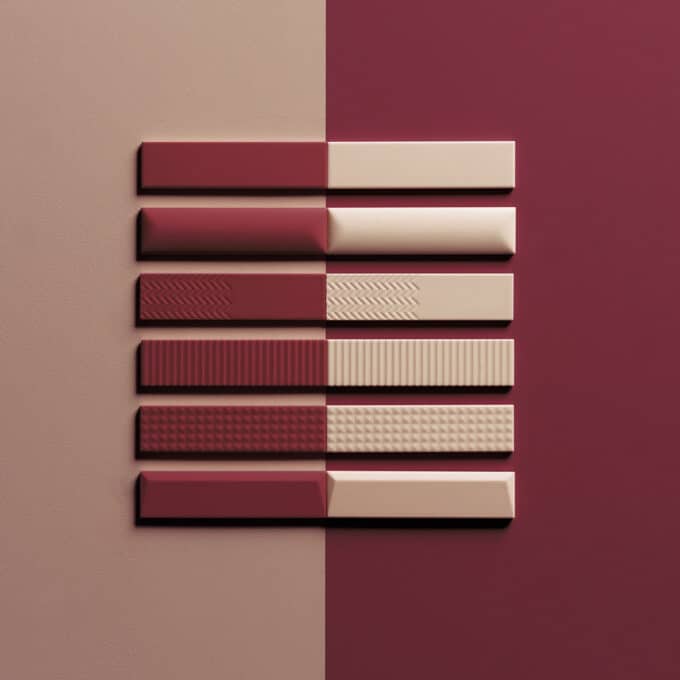 Carrelage mural effet matelassé RELIEVE QZ UNO Dune Bordeaux 5 × 20 cm