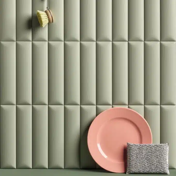 Carrelage mural effet matelassé RELIEVE QZ UNO Dune Salvia 5 × 20 cm