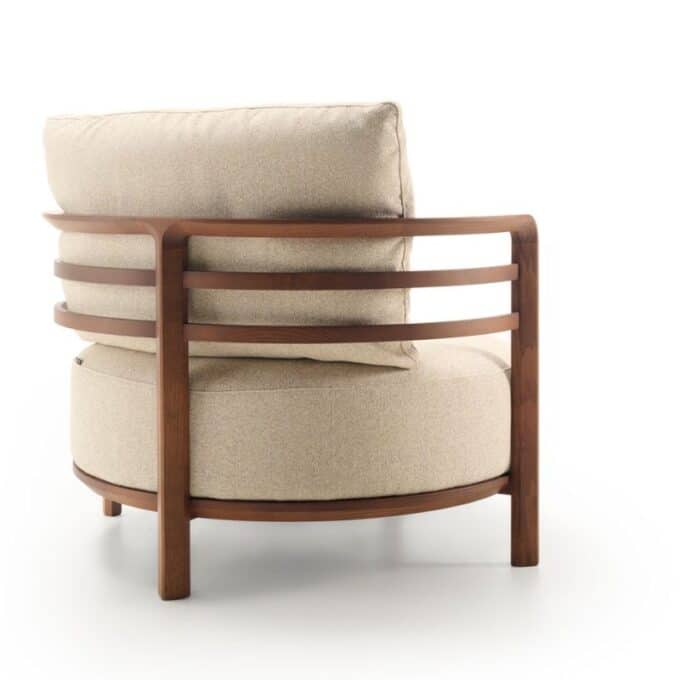 Fauteuil Arrondi en Bois et Tissu Personnalisable - Design Élégant BFF1