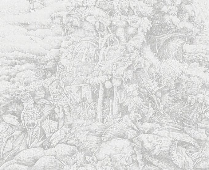 Papier peint panoramique sur mesure OVER THE HILLS AND FAR AWAY par Gio Pagani pour London Art