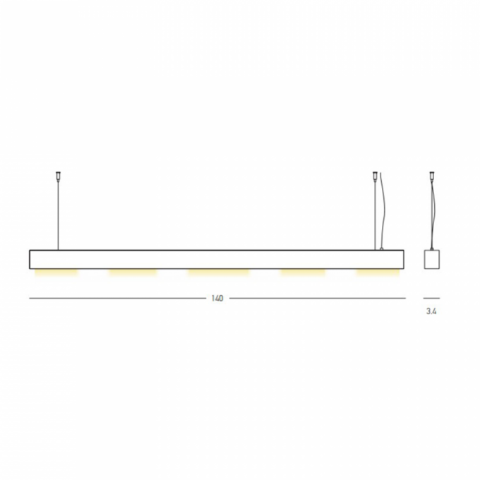 Suspension linéaire noire rectangulaire avec LED intégré ZML2 – 140 cm