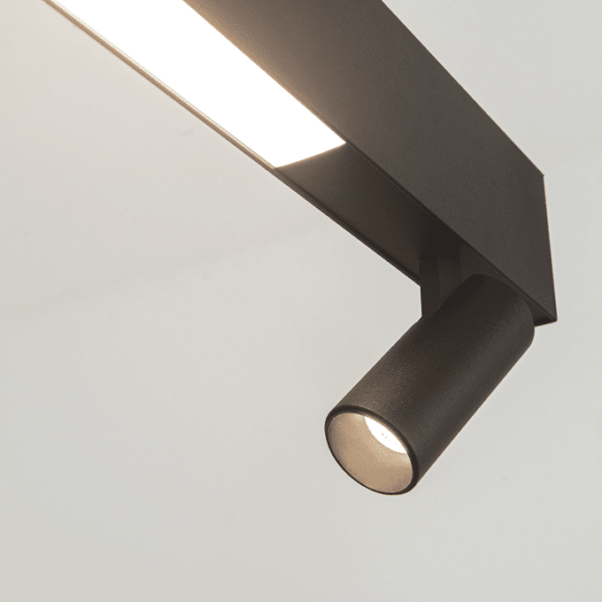 Suspension linéaire noire rectangulaire avec spot et LED intégré ZML1 – 130 cm