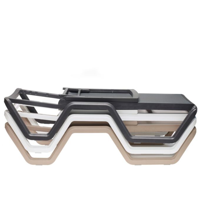 Lot de 2 bains de soleil inclinables et empilables en technopolymère et toile SCBS1