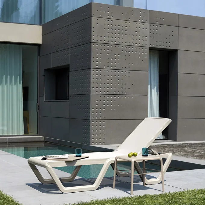 Lot de 2 bains de soleil inclinables et empilables en technopolymère et toile SCBS1