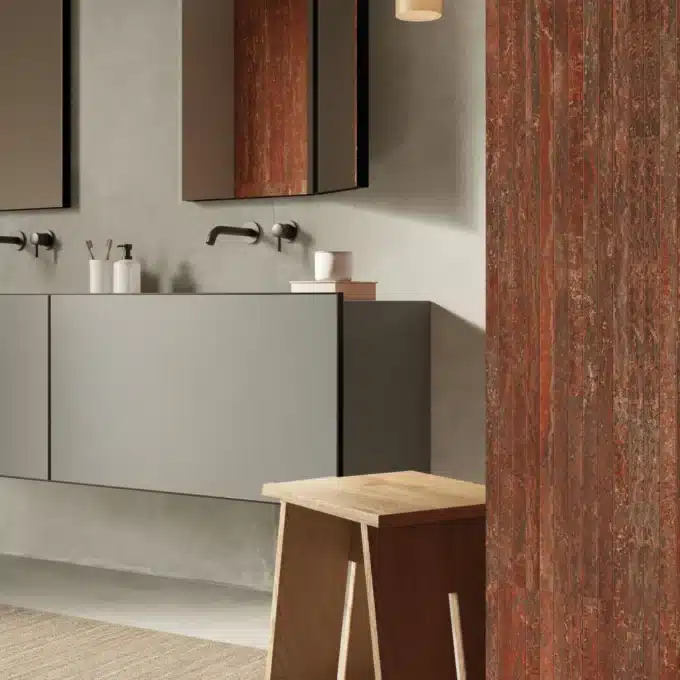 Carrelage aspect travertin rouge TRAVERTINI IT Uno Rosso Vein Cut 60x120 Naturel Rectifié