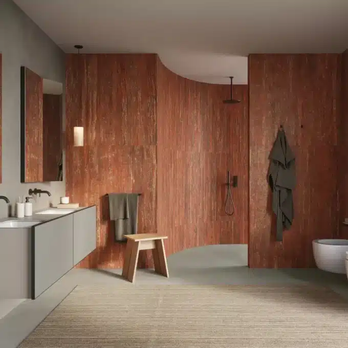 Carrelage aspect travertin rouge TRAVERTINI IT Uno Rosso Vein Cut 60x120 Naturel Rectifié