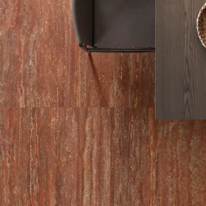 Carrelage aspect travertin rouge TRAVERTINI IT Uno Rosso Vein Cut 60x120 Naturel Rectifié