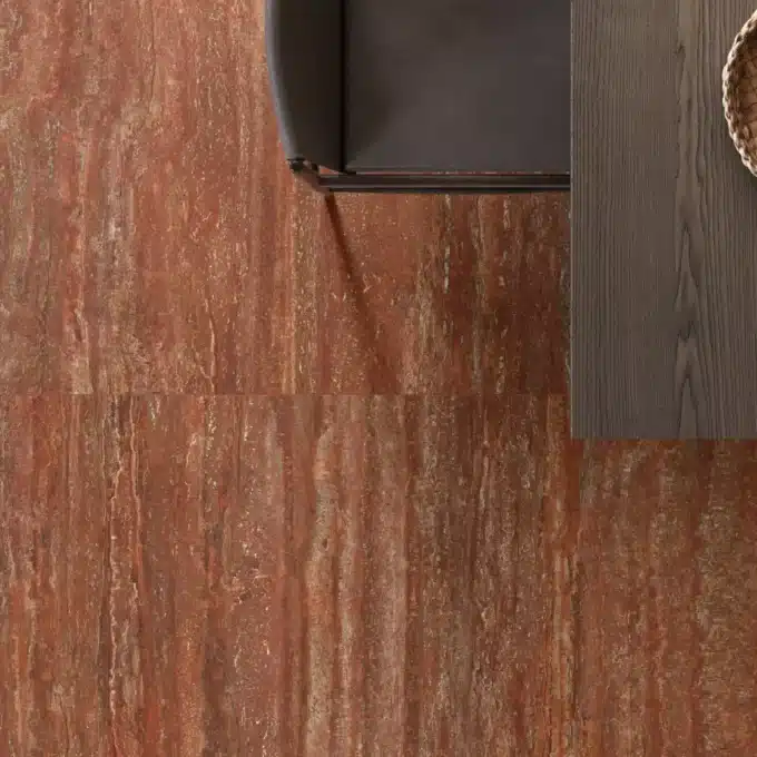 Carrelage aspect travertin rouge TRAVERTINI IT Uno Rosso Vein Cut 60x120 Naturel Rectifié