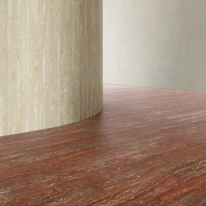 Carrelage aspect travertin rouge TRAVERTINI IT Uno Rosso Vein Cut 60x120 Naturel Rectifié