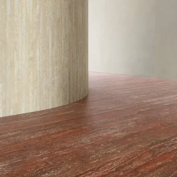 Carrelage aspect travertin rouge TRAVERTINI IT Uno Rosso Vein Cut 60x120 Naturel Rectifié