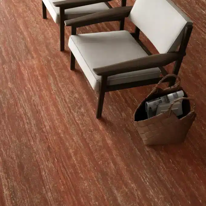 Carrelage aspect travertin rouge TRAVERTINI IT Uno Rosso Vein Cut 60x120 Naturel Rectifié