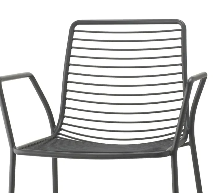 Lot de 4 chaises extérieures empilables avec accoudoirs en acier zingué peint SCCO1