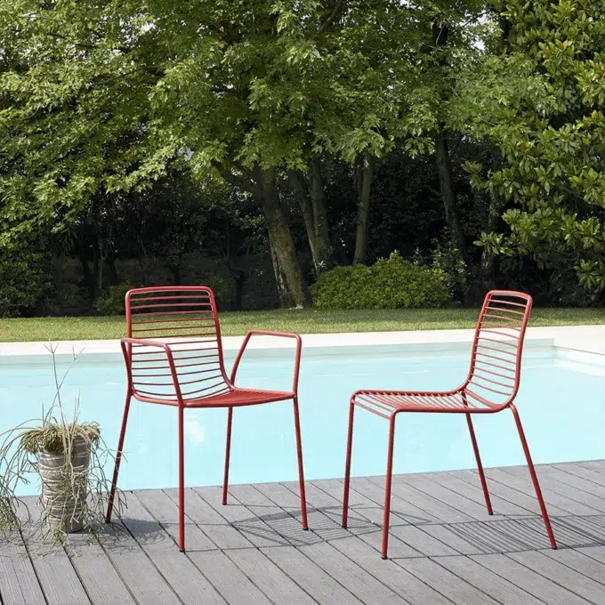 Lot de 4 chaises extérieures empilable en acier zingué peint SCCO1