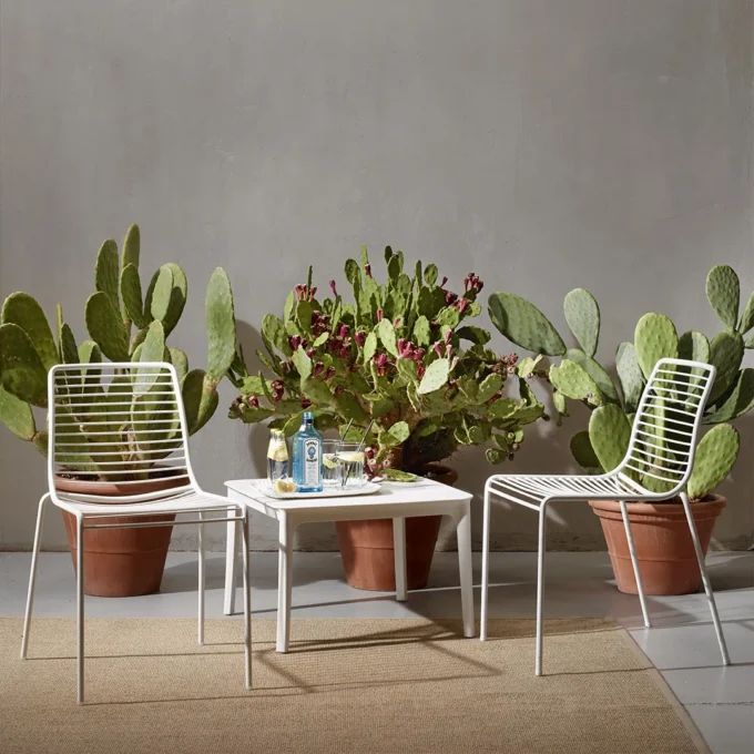 Lot de 4 chaises extérieures empilable en acier zingué peint SCCO1