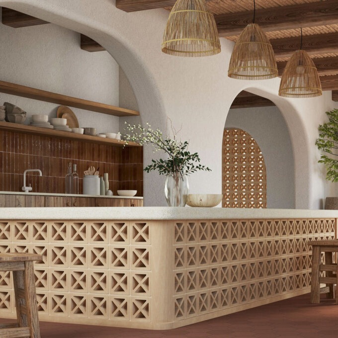 Claustra rustique croix en grès extrudé effet Terre Cuite CVCL2 15x15