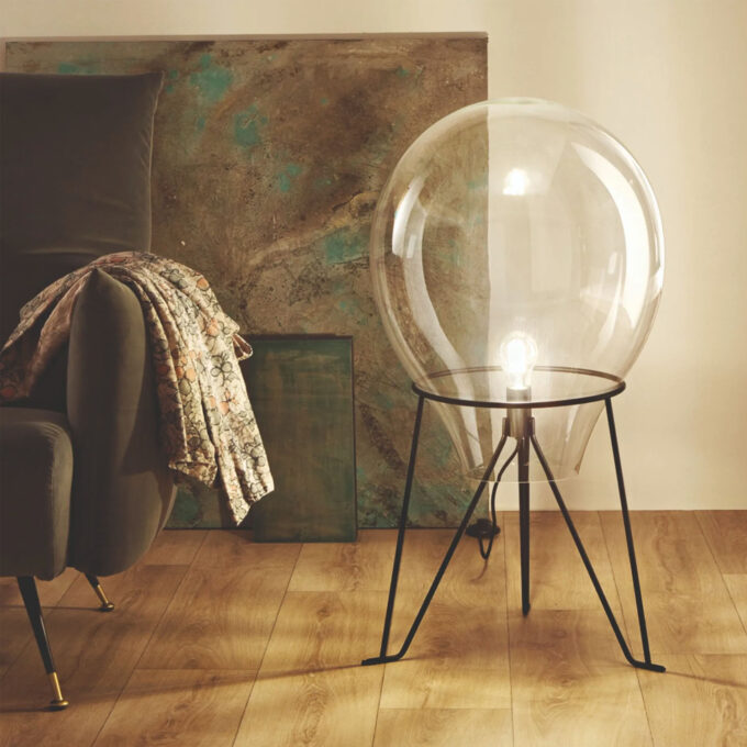 Lampe FELT1 – étal noir et verre soufflé – Élégance et design intemporel – Disponible en deux tailles