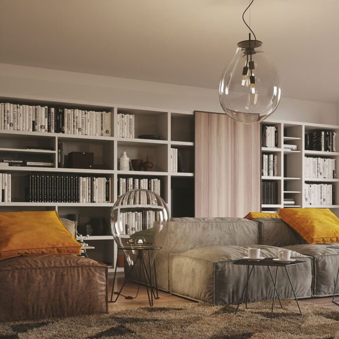 Lampe FELT1 – étal noir et verre soufflé – Élégance et design intemporel – Disponible en deux tailles