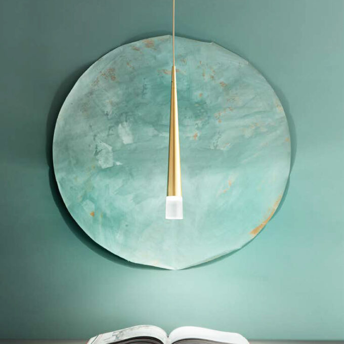 Suspension FELS1 – Design élégant en laiton et verre – 1x GU10 – Hauteur réglable 181 cm