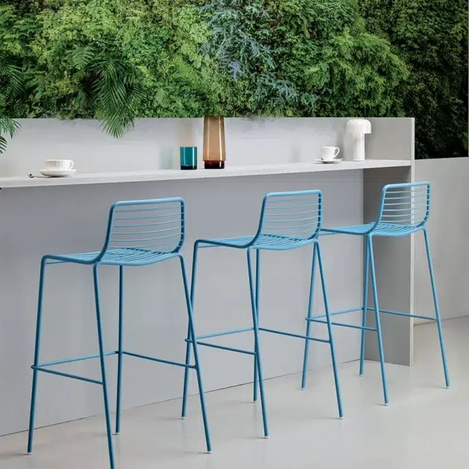 Lot de 4 tabourets extérieurs empilables en acier zingué peint SCTO1