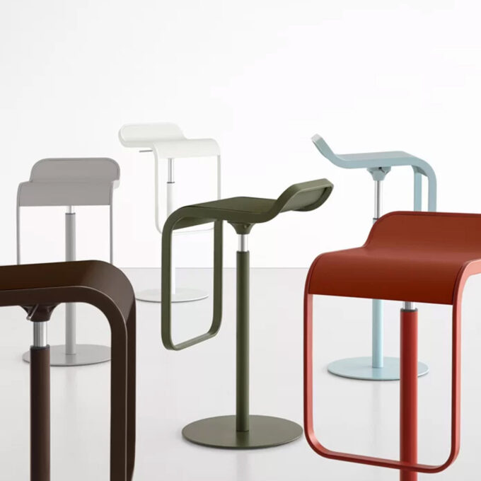 Tabouret réglable design Lapalma LEM – Époxy blanc & assise Fenix blanc