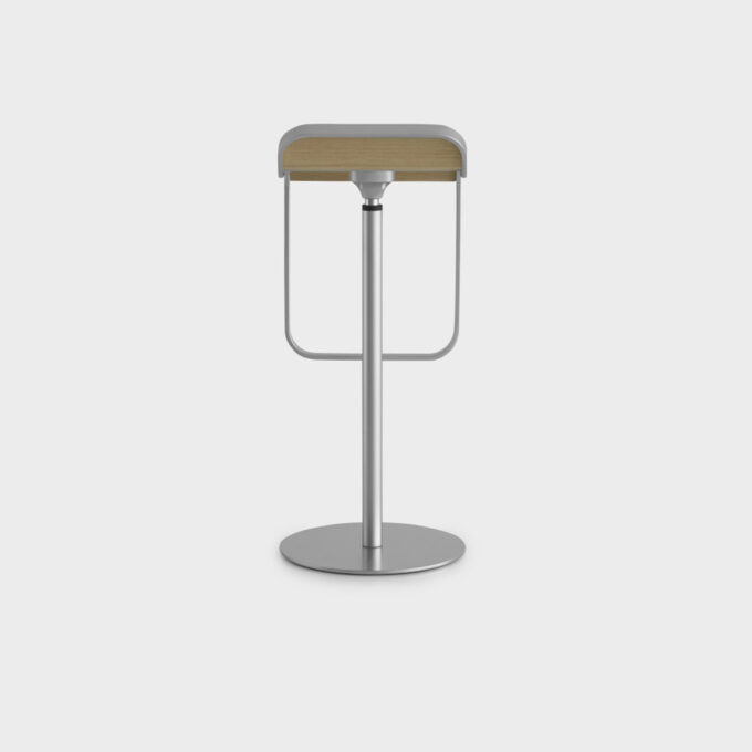 Tabouret réglable design Lapalma LEM – Chromé mat & assise chêne naturel