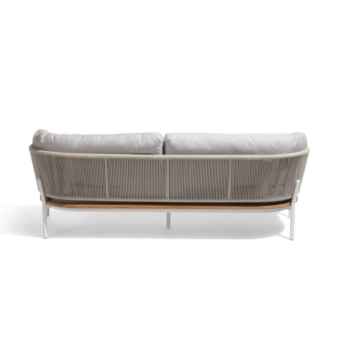 Canapé extérieur Omer 3 places aluminium blanc et corde Minéral – Diphano