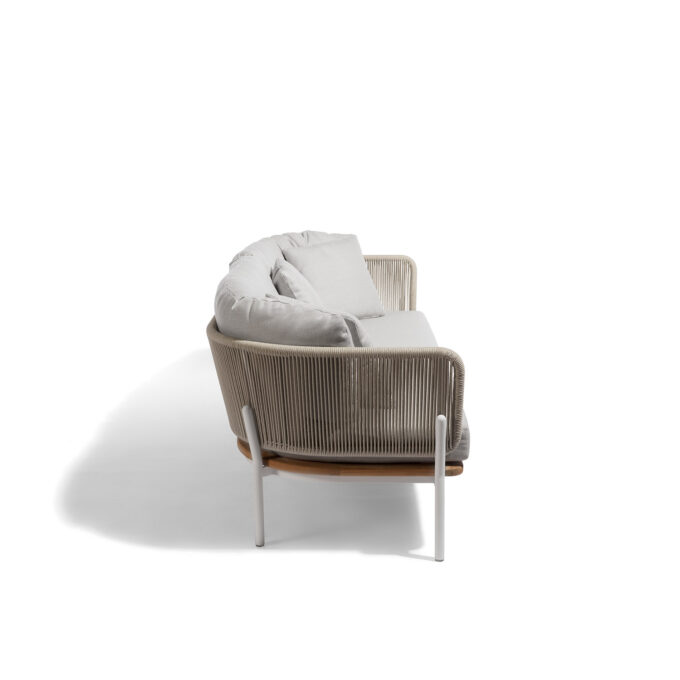 Canapé extérieur Omer 3 places aluminium blanc et corde Minéral – Diphano