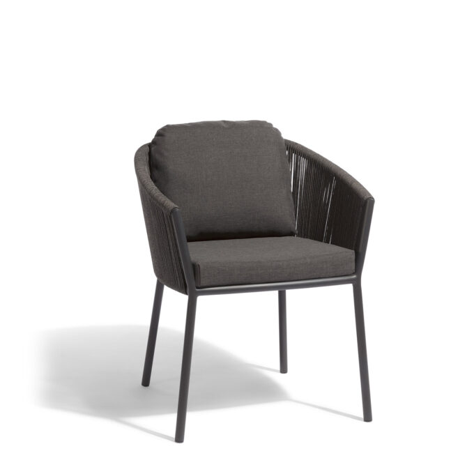 Lot de 2 fauteuils de repas extérieurs Omer – Aluminium lava & corde graphite – Diphano