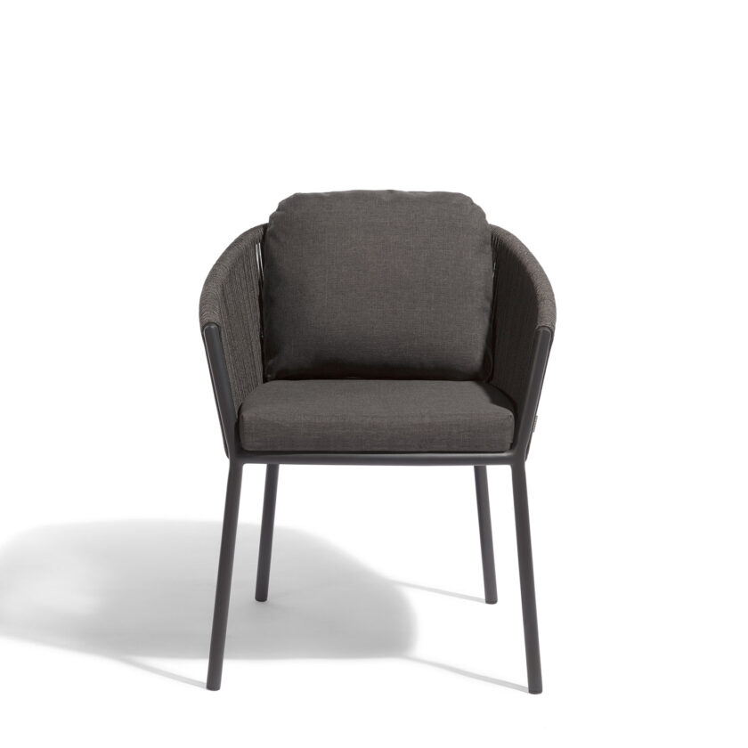 Lot de 2 fauteuils de repas extérieurs Omer – Aluminium lava & corde graphite – Diphano