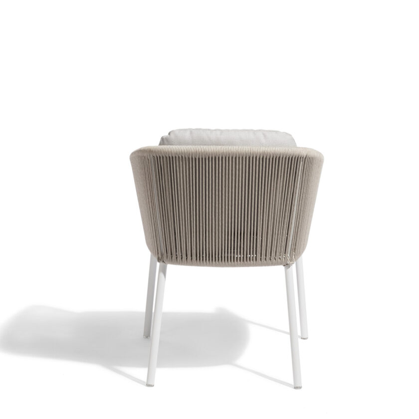 Lot de 2 fauteuils de repas extérieurs Omer – Aluminium blanc & corde mineral – Diphano – Image 4