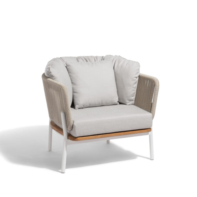 Salon de jardin Omer combo – Finition Blanc & corde tressée Mineral - Diphano