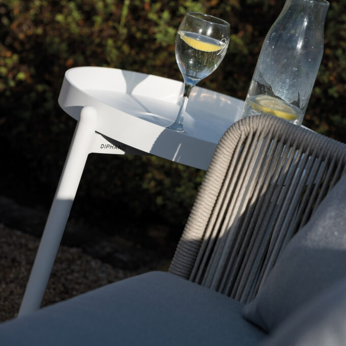 Salon de jardin Omer combo – Finition Blanc & corde tressée Mineral - Diphano