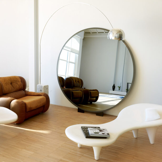 Miroir rond avec cadre bois doré argent ou cappuccino Circle par BMB Italy