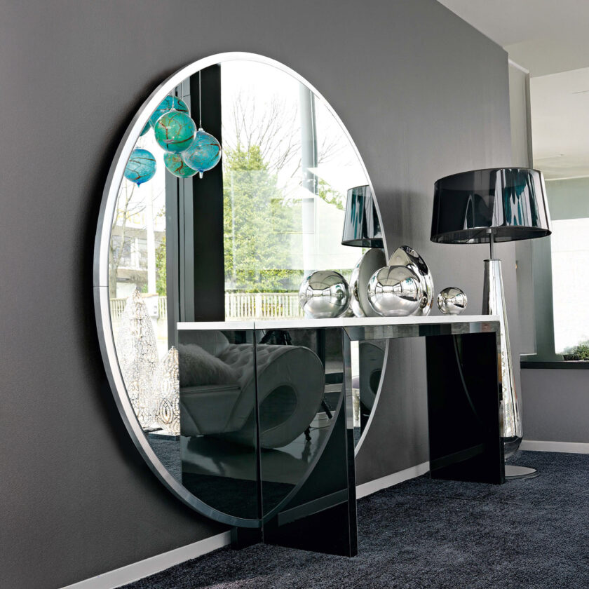 Miroir rond avec cadre bois doré argent ou cappuccino Circle par BMB Italy – Image 3
