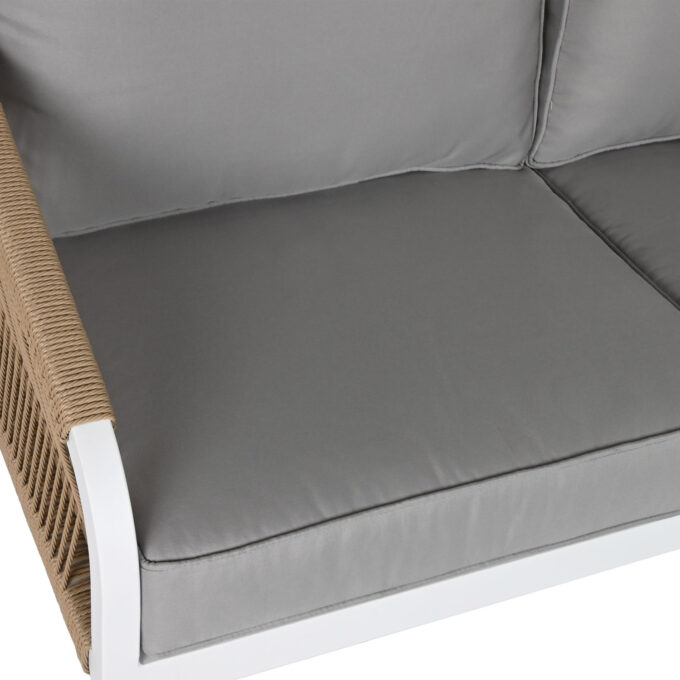 Salon de jardin 4 pièces en aluminium blanc et corde synthétique – Collection Cefalù