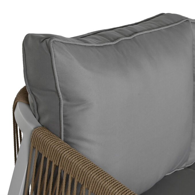 Salon de jardin 4 pièces en aluminium blanc et corde synthétique – Collection Cefalù