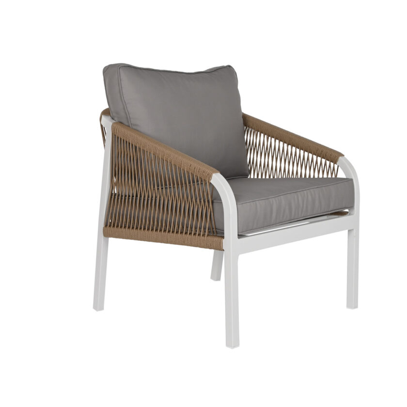Salon de jardin 4 pièces en aluminium blanc et corde synthétique – Collection Cefalù – Image 9