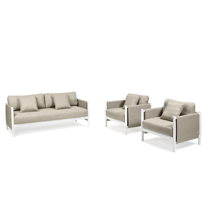 Salon de jardin Combo Switch Fabric – Diphano (1 canapé 2,5 places + 2 fauteuils)