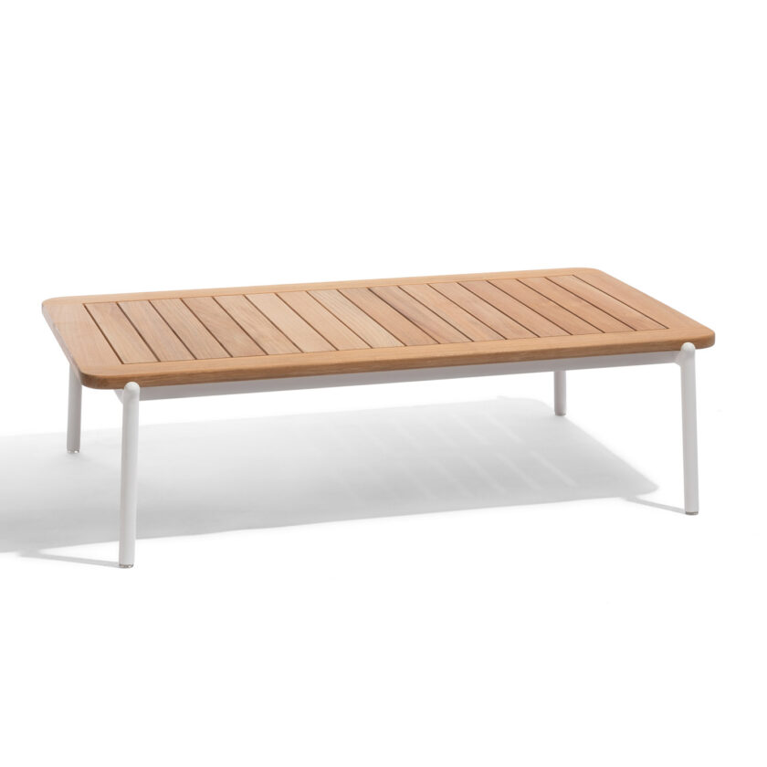 Table basse Omer Coffee Table S 120 × 75 cm aluminium blanc et teck - Diphano