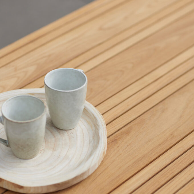 Table basse extérieure en teck et aluminium blanc – Switch Fabric – Diphano