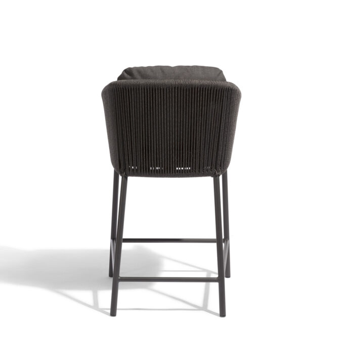 Tabouret bas extérieur Omer 60,5 cm – Aluminium lava & corde graphite – Diphano