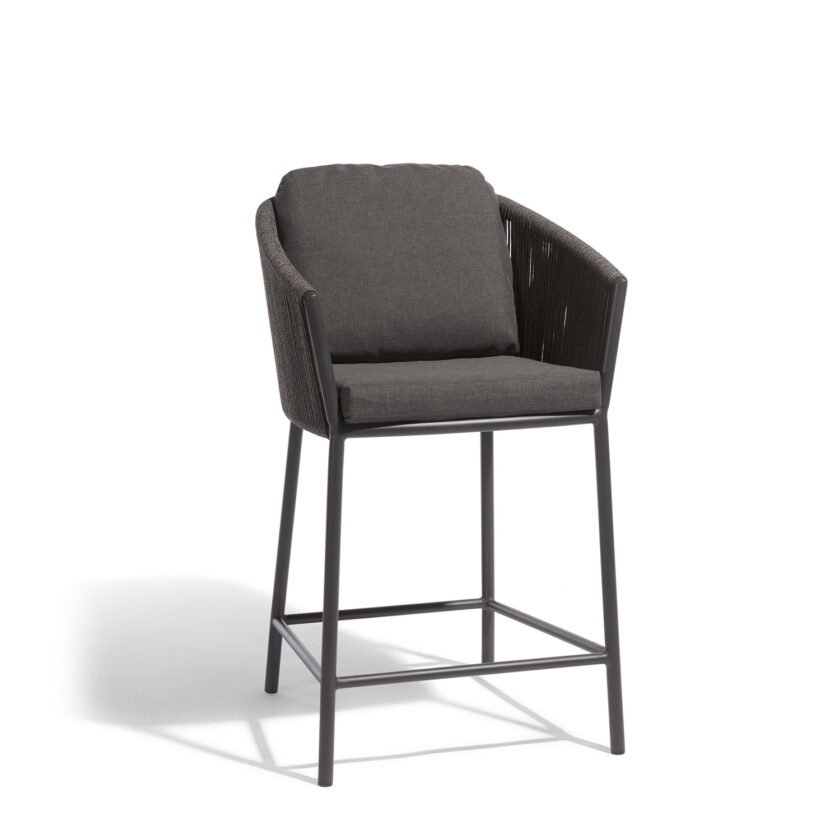 Tabouret bas extérieur Omer 60,5 cm – Aluminium lava & corde graphite – Diphano – Image 4