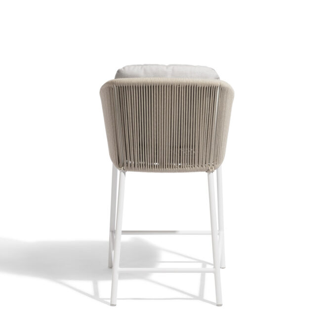 Tabouret bas extérieur Omer 60,5 cm – Aluminium blanc & corde minéral – Diphano