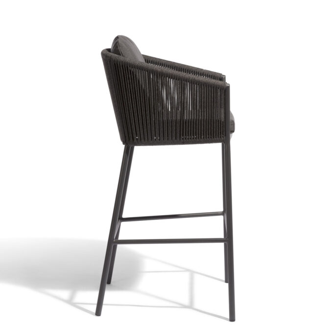 Tabouret de bar extérieur Omer – Aluminium lava & corde graphite – Diphano