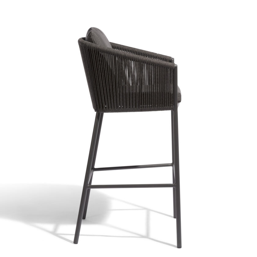 Tabouret de bar extérieur Omer – Aluminium lava & corde graphite – Diphano – Image 2