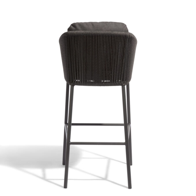Tabouret de bar extérieur Omer – Aluminium lava & corde graphite – Diphano