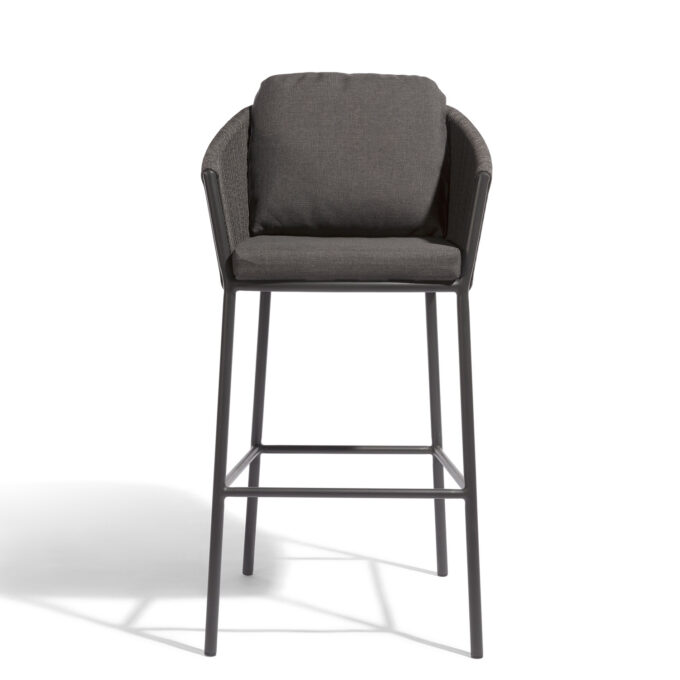 Tabouret de bar extérieur Omer – Aluminium lava & corde graphite – Diphano